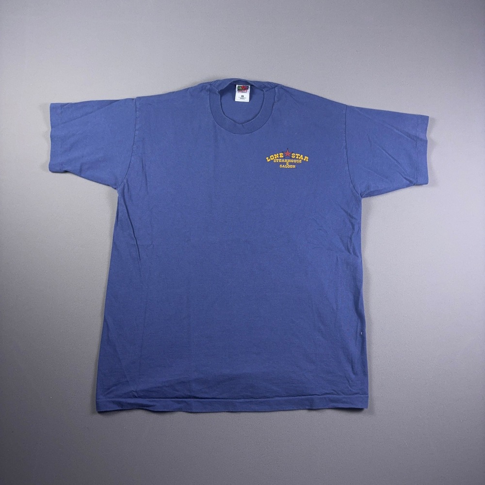 Vintage 90s Lone Star Steakhouse Texas T Shirt Single Stitch Blue XL Made in USA